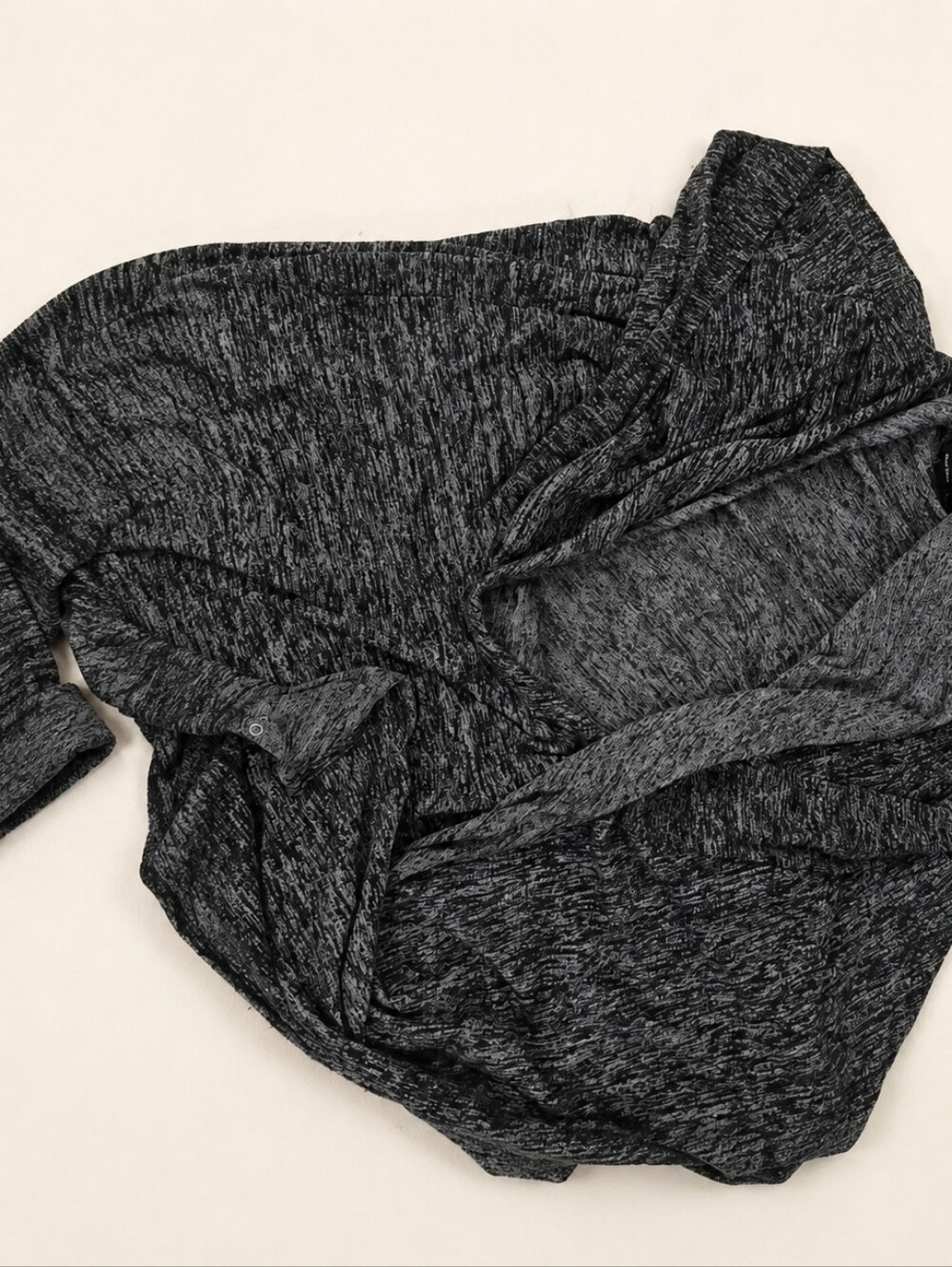 DKNY Cozy heather-gray wrap cardigan with rela flattering and relaxed fit